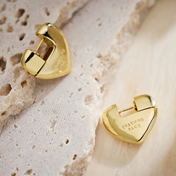C.Paravano Gold Heart Huggies Earrings for Women | Elegant Jewelry
