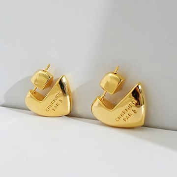 C.Paravano Gold Heart Huggies Earrings for Women | Elegant Jewelry
