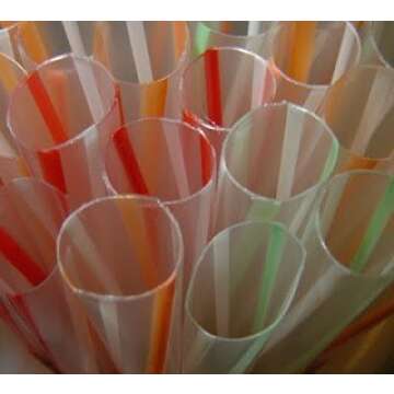 150 Count EXTRA WIDE Fat Boba Drinking Straws - 8 1/2" Striped with Angle Cut