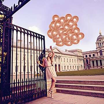 50pcs Rose Gold Round Latex Balloons 12inch For Wedding bridal shower Birthday Baby shower Party Dec...