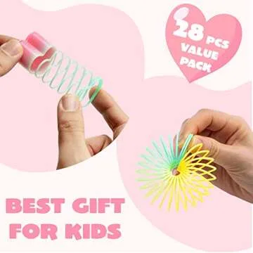 JOYIN 28 Packs Animal Cards with Coil Springs Rainbow Springs, Stress Relief Coil Toys with Cards for Kids Classroom Exchange Prizes Game Prizes, Party Favors