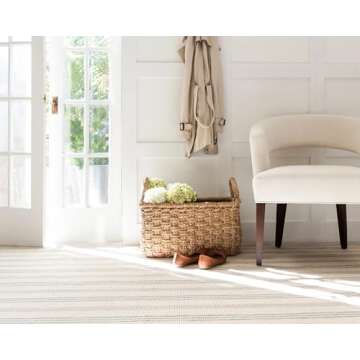 Dash and Albert Swedish Stripe Cotton Area Rug - 4' x 6' Blue - Striped Handwoven Accent Rug - Durable, Lightweight, High Traffic Areas - Hallways, Bedrooms, Stairs