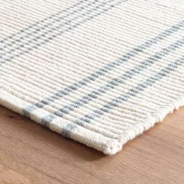 Dash and Albert Swedish Stripe Cotton Area Rug - 4' x 6' Blue - Striped Handwoven Accent Rug - Durable, Lightweight, High Traffic Areas - Hallways, Bedrooms, Stairs