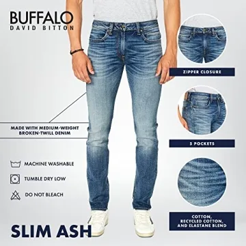 Buffalo David Bitton Slim Ash Jeans for Men - Stylish Comfort