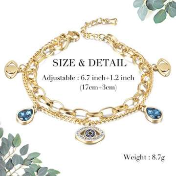 CIUNOFOR 14K Gold Evil Eye Bracelet for Women & Men