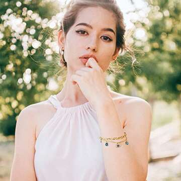 CIUNOFOR 14K Gold Evil Eye Bracelet for Women & Men