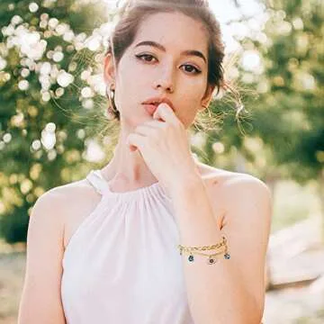 CIUNOFOR 14K Gold Evil Eye Bracelet for Women & Men