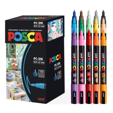 15 Fine Posca Paint Markers - Versatile Acrylic Pens for Art