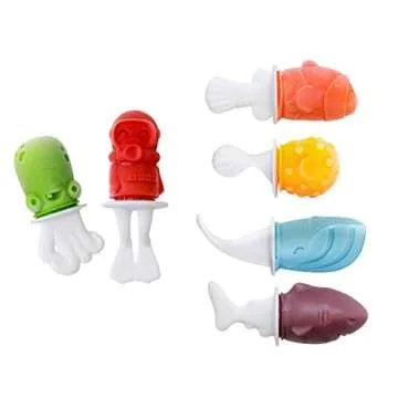 Zoku Fish Pop Molds - 6 Unique Sea-Creature Silicone Molds in One Tray, BPA-Free