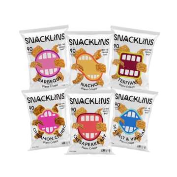 SNACKLINS Plant Based Crisps, Low Calorie Snacks, Vegan, Gluten-Free, Grain-Free, Healthy, Crunchy, ...