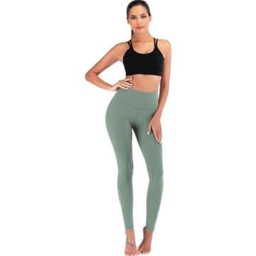 ECHOINE Womens Yoga Legging - Buttery Soft Tummy Control High Waist Workout Pants Sports Tights Legging Dark Green