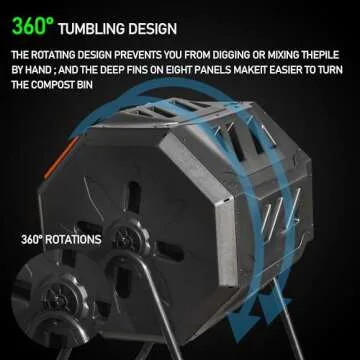 Hourleey 43 Gallon Dual Chamber Tumbling Compost Bin