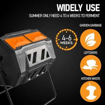 Hourleey 43 Gallon Dual Chamber Tumbling Compost Bin