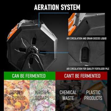 Hourleey 43 Gallon Dual Chamber Tumbling Compost Bin