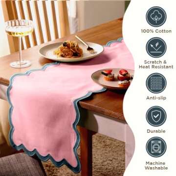 Folkulture Valentine Table Runner 72 Inches Long for Home Decor, 100% Cotton Boho Table Runner Outdo...