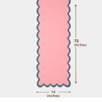 Folkulture Valentine Table Runner 72 Inches Long for Home Decor, 100% Cotton Boho Table Runner Outdoor, Rustic Dining Table Runner or Scalloped Table Runner for Coffee Table Decor ( Laguna Blush )