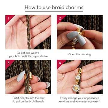 RED by Kiss Dreadlock Jewelry Braid Charms Hair Cuffs for Women Braiding Hair Pendants Decoration Clips 3PCS