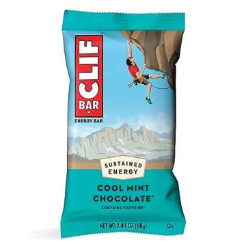 CLIF BAR Cool Mint Chocolate Energy Bars - Organic Oats, Caffeine Boost - 12 Pack