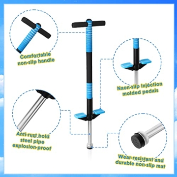 Leitee 2 Pack Pogo Stick for Kids Age 6 and Up, Suitable for 40-80 lbs, Soft Foam Jump Stick, Pogo Stick for Beginners Kids Exercise Body Balance Keep Healthy (Green and Blue)