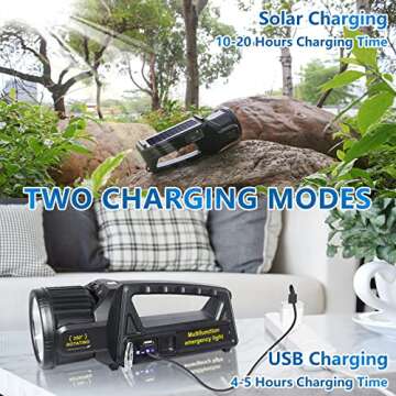 JSKNB 3000000 Lumens Spotlight, 9 Modes Rechargeable Led Spotlight Flashlight with 350° Rotate Head, Super Bright Spot Lights Outdoor Handheld, Waterproof Solar Flashlight for Emergencies, XX-Large