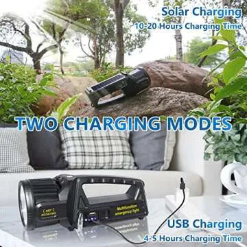 JSKNB 3000000 Lumens Spotlight, 9 Modes Rechargeable Led Spotlight Flashlight with 350° Rotate Head, Super Bright Spot Lights Outdoor Handheld, Waterproof Solar Flashlight for Emergencies, XX-Large