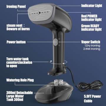 Powerful Handheld Fabric Steamer - 1800W, Efficient & Versatile