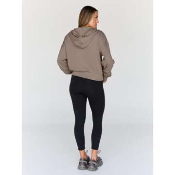 Trendy Queen Hoodies for Women Full Zip Up Cropped Sweatshirts Jackets Casual Comfy Gym Tops Fall Outfits Winter Clothes 2025 CoffeGrey M