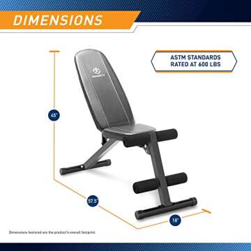 Marcy Multi-Position Workout Utility Bench for Home Gym Weightlifting and Strength Training SB-10115, Black