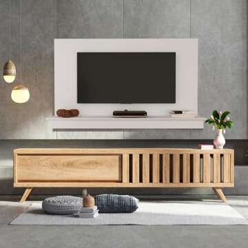 Naomi Home Deborah Floating Entertainment Center for up to 55 inch TVs, TV Wall Panel with LED Strip...