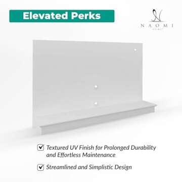 Naomi Home Deborah Floating Entertainment Center for up to 55 inch TVs, TV Wall Panel with LED Strip and Shelf, Floating TV Stand, White