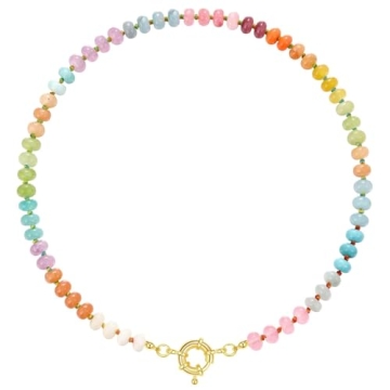 KissYan Beaded Gemstone Necklace for Women - Vibrant Bohemian Style Handmade Jewelry