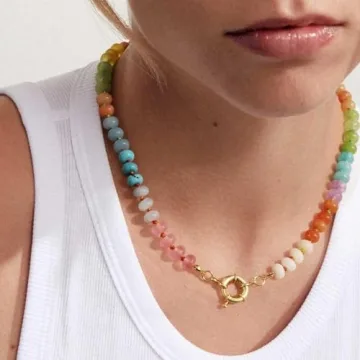 KissYan Colorful Beaded Necklace Handmade Boho Jewelry