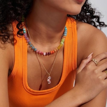 KissYan Colorful Beaded Necklace Handmade Boho Jewelry