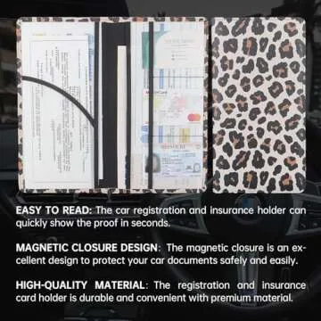 ShaggyDogz Car Registration and Insurance Card Holder with Magnetic Closure, Premium PU Leather License Registration Holder for Driver License, Insurance Card, Paperwork, Men & Women (Snow Leopard 1)