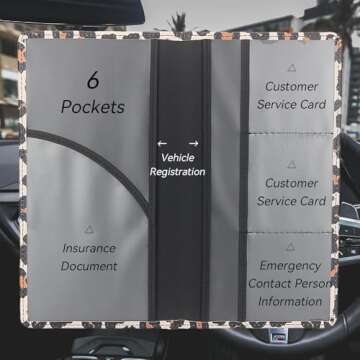 ShaggyDogz Car Registration and Insurance Card Holder with Magnetic Closure, Premium PU Leather License Registration Holder for Driver License, Insurance Card, Paperwork, Men & Women (Snow Leopard 1)