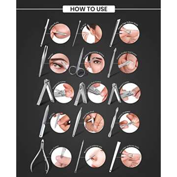 Utopia Care 15-Set Manicure Kit Nail Clippers for Men and Women, Manicure Set with Nail Kit, Pedicure Kit Grooming Kit with Luxurious Travel Case - Silver