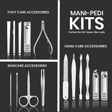 Utopia Care 15-Set Manicure Kit Nail Clippers for Men and Women, Manicure Set with Nail Kit, Pedicure Kit Grooming Kit with Luxurious Travel Case - Silver