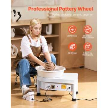 Mophorn Pottery Wheel 25CM Pottery Forming Machine 350W Electric Wheel for Pottery with Foot Pedal a...