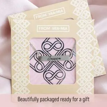 Personalized bar necklace for women, custom engraved stainless steel name plate necklace gift gold, silver and rose gold for mothers day, coordinates, dates, roman numeral, friendship, christmas