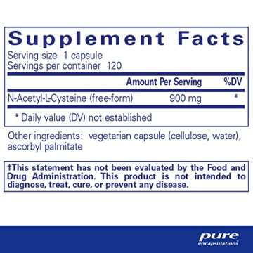 Pure Encapsulations NAC 900 mg - N-Acetyl Cysteine Amino Acid Supplement for Lung & Immune Support, Liver & Antioxidants* - 120 Capsules