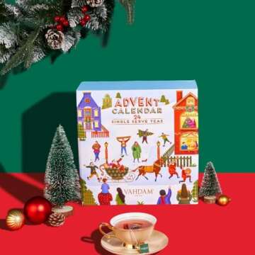 VAHDAM, Advent Calendar 2024 Tea Bags Limited Edition Holiday Gift Box - 24 Flavors, 5 Each | Christ...