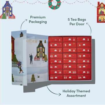 VAHDAM, Advent Calendar 2024 Tea Bags Limited Edition Holiday Gift Box - 24 Flavors, 5 Each | Christmas Advent Calendar 2024 for Adults | Advent Calendar 2024 Adult Women and Men