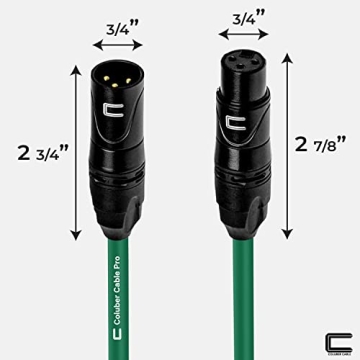 Premium Balanced XLR Cable 0.5 Feet – Green, Professional Pro 3-Pin Connector
