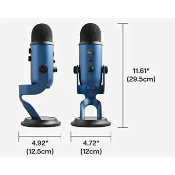 Newest Blue Yeti USB Microphone with 4 Pickup Patterns, 3 Condenser Capsules, Mic Gain Control, Adjustable Stand for Gaming, Streaming, Podcasting on PC/Mac, Midnight Blue with GalliumPi Accessories