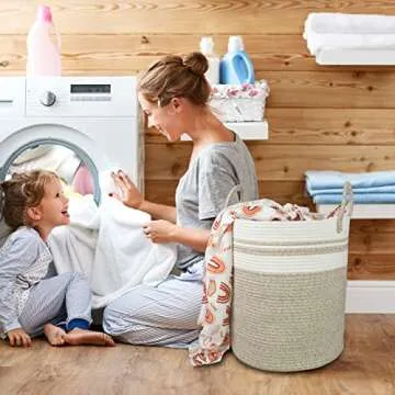 XUANGUO Cotton Rope Laundry Basket for Stylish Storage Solutions