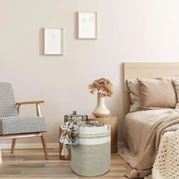 XUANGUO Cotton Rope Laundry Basket for Stylish Storage Solutions