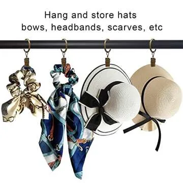 AMZSEVEN 44 Pack Metal Curtain Rings with Clips, Drapery Clips with Rings, Drapes Rings 1 in I D, Fits Diameter 6/8 in Curtain Rod, Vintage Bronze