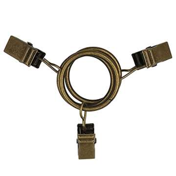 AMZSEVEN 44 Pack Metal Curtain Rings with Clips, Drapery Clips with Rings, Drapes Rings 1 in I D, Fits Diameter 6/8 in Curtain Rod, Vintage Bronze