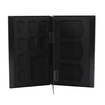 SD Card Holder, WOVTE Aluminum SD TF Micro SD Memory Camera Card Case Holder Protecter Storage,Black