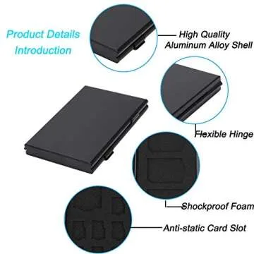 SD Card Holder, WOVTE Aluminum SD TF Micro SD Memory Camera Card Case Holder Protecter Storage,Black
